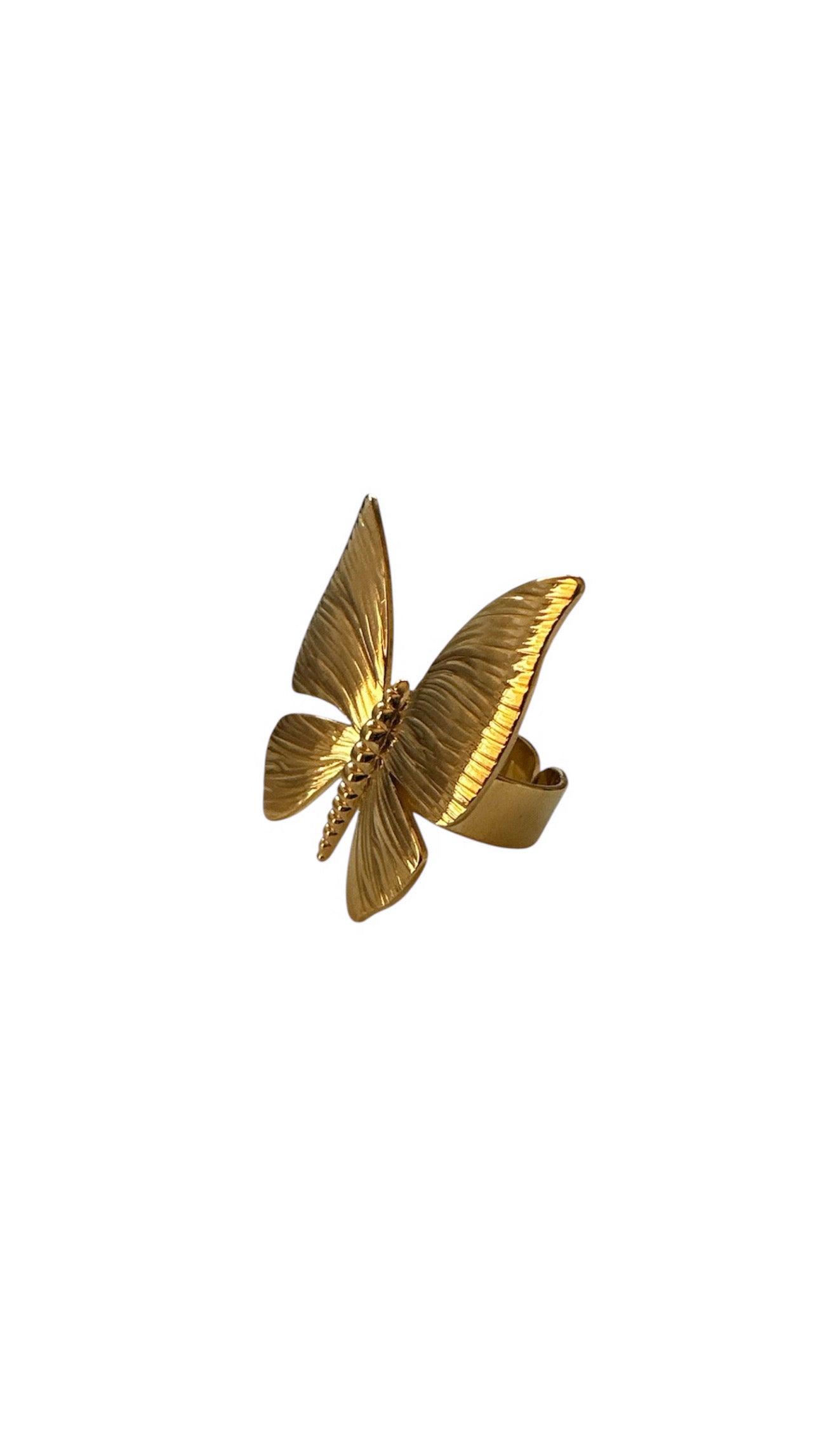 Anello Farfalla in acciaio inox: design traforato a forma di farfalla, ultra-lucido, resistente e leggero. Subito bold 100% made in Italy