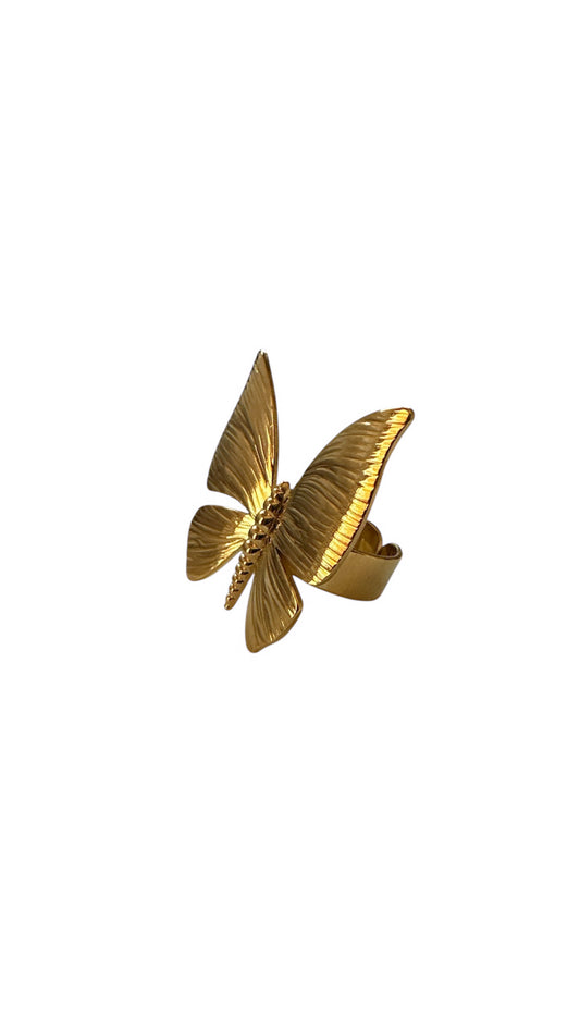 Anello Farfalla in acciaio inox: design traforato a forma di farfalla, ultra-lucido, resistente e leggero. Subito bold 100% made in Italy